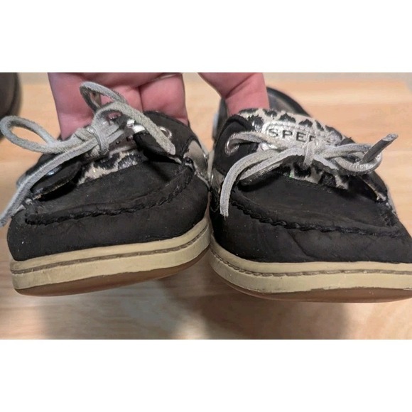 Sperry Top-Sider 9.5M Firefish Boat Shoes Cheetah Sparkle Metallic Black Deck - Picture 6 of 11